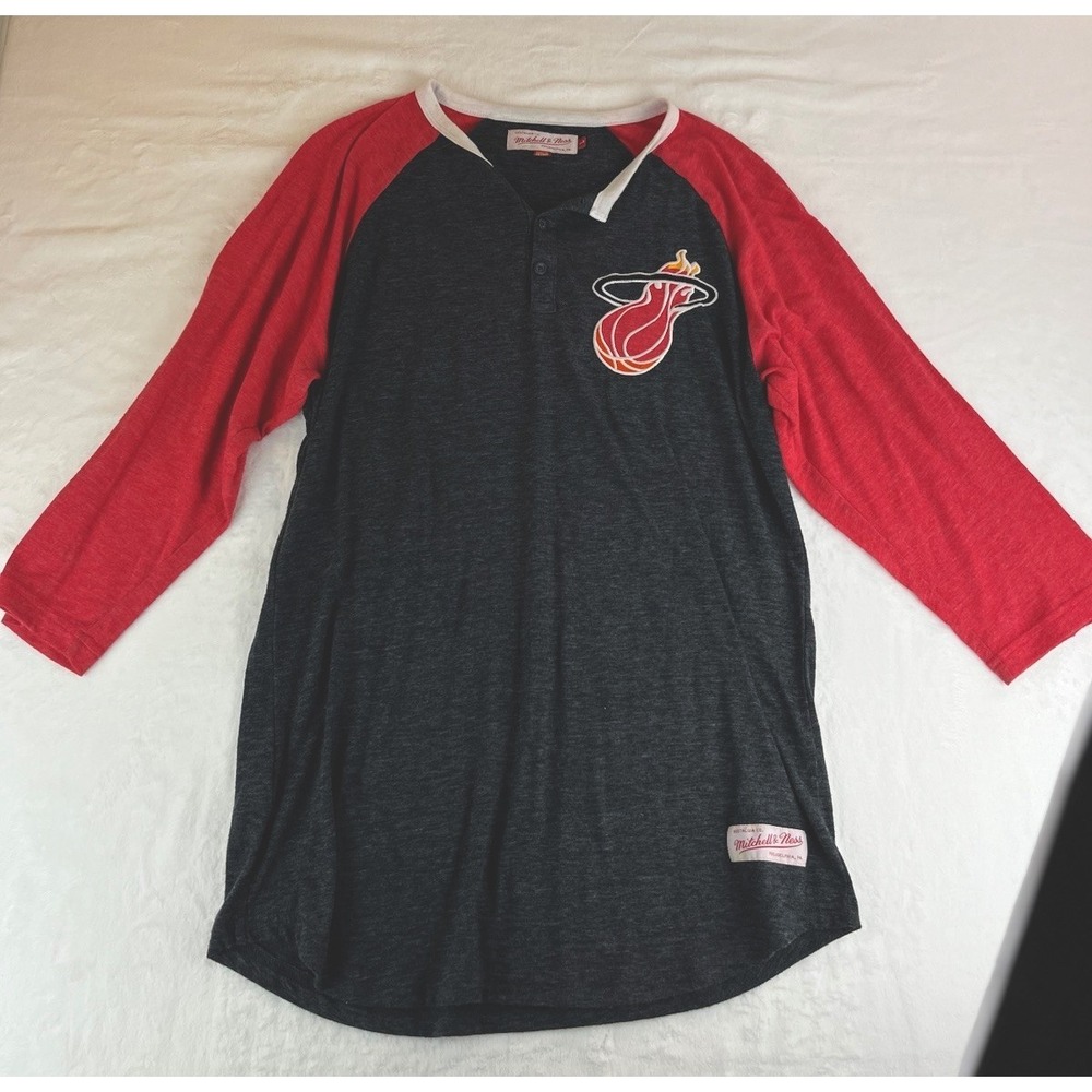 Miami Heat‎ Classic Throwback Mitchell & Ness Raglan Sleeves NBA Shirt Large